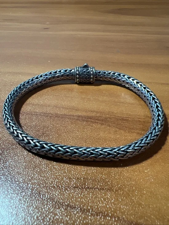 Samuel Benham BJC .925 Sterling & 18k Accents Balinese Handmade Weave Bracelet - Picture 3 of 8